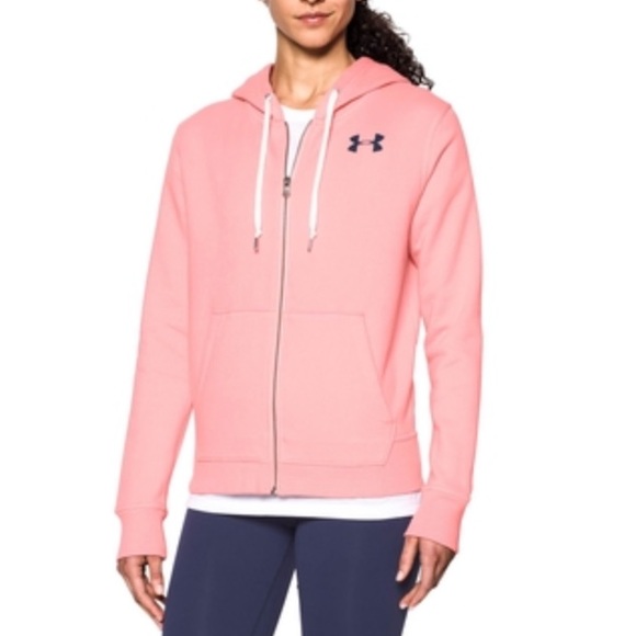 Under Amour Women’s Favorite Pink and Navy Fleece Full Zip Jacket - Picture 1 of 8